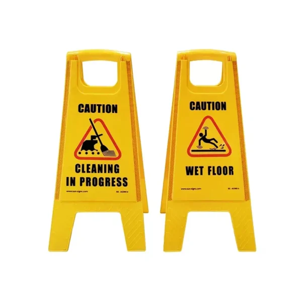 Sunsigns 10.6x24 Inch Yellow Caution Wet Floor and Cleaning in Progress Signage Board